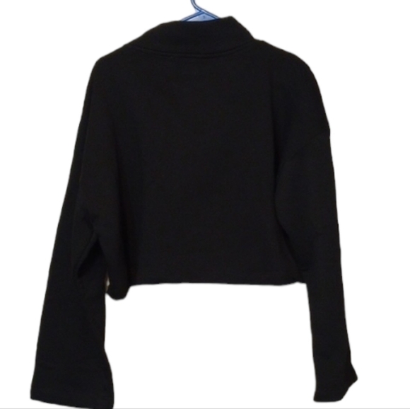 Piral Womens Sweatshirt Sz L Black Button Closure Cropped Athleisure Comfy Soft - Picture 5 of 7
